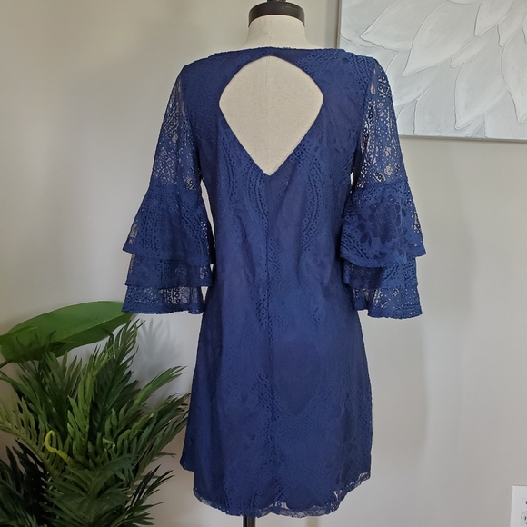 NWT Navy Lace Ruffle Sleeve Dress 👗 - Picture 1 of 5